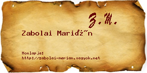 Zabolai Marián névjegykártya